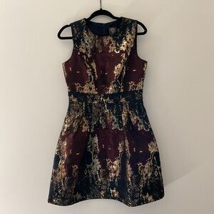 Vince Camuto Burgundy and Gold Mini Dress